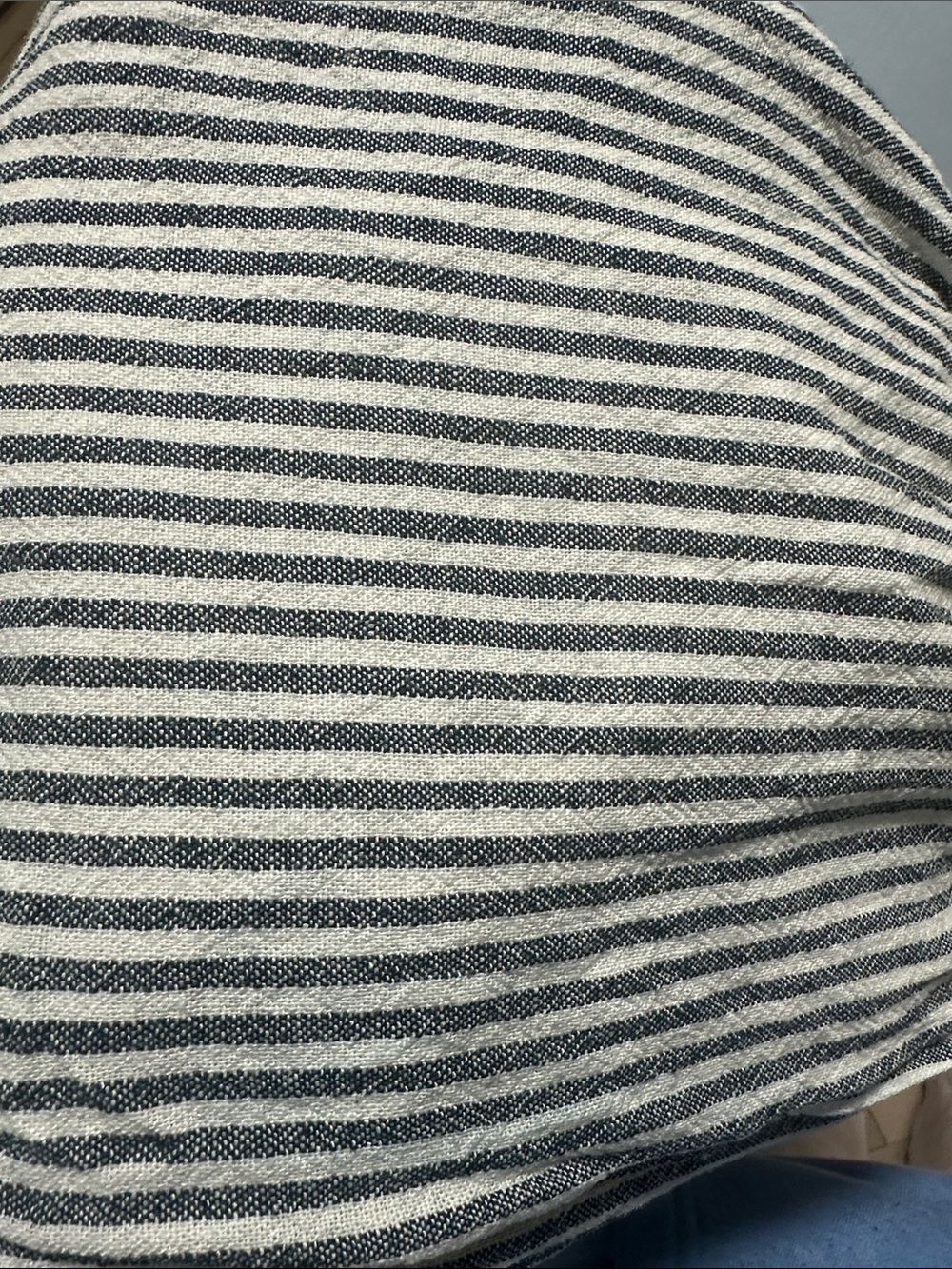 Striped Muted Teal and White Lightweight Lounge Pants Elastic Waist Wide Leg - Picture 4 of 9